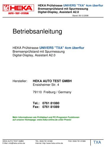 Manual TXA-Plan - Heka - Auto Test Systeme