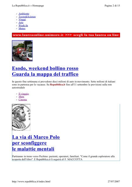 Repubblica.it L'Espresso Kataweb Sei di Moda miojob Quotidiani ...