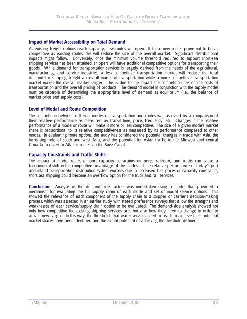 impact of high oil prices on freight transportation: modal shift ...