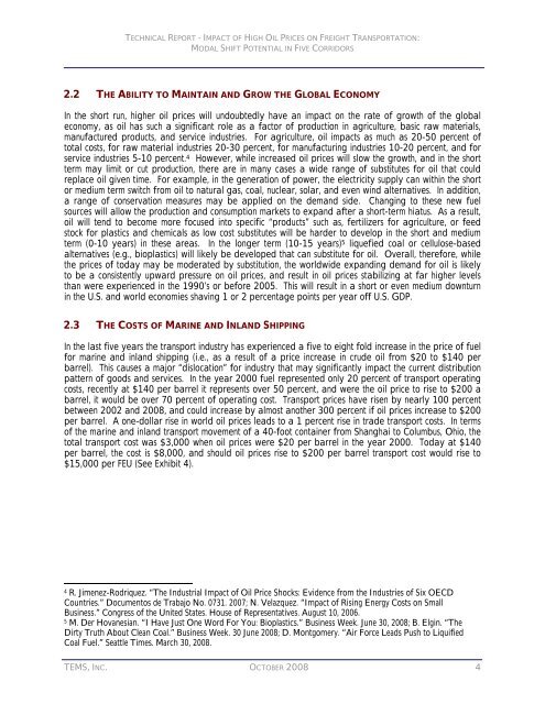 impact of high oil prices on freight transportation: modal shift ...