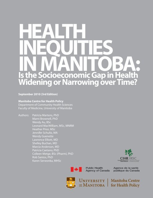 Health Inequities in Manitoba: Is the Socioeconomic Gap