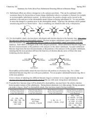 Chemistry 262 Spring 2013 Summary for Ortho/Meta/Para ...