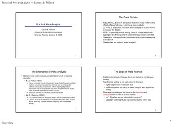 Practical Meta-Analysis -- Lipsey & Wilson