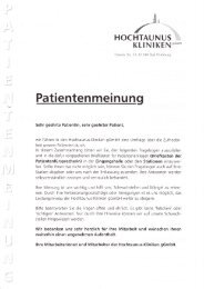 Patientenfragebogen - Hochtaunus-Kliniken