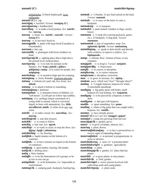 Iņupiatun Eskimo Dictionary - SIL International