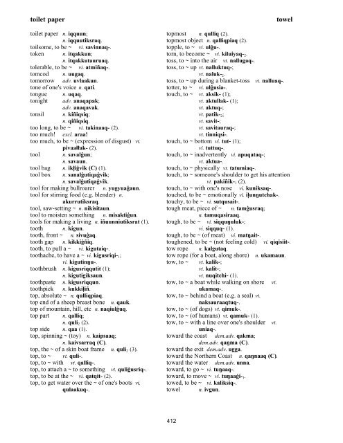 Iņupiatun Eskimo Dictionary - SIL International