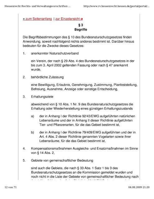 Hessisches Naturschutzgesetz - Hochtaunuskreis