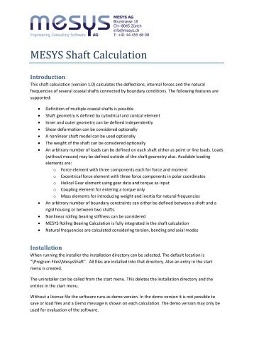 MESYS Shaft Calculation - Dontyne Systems