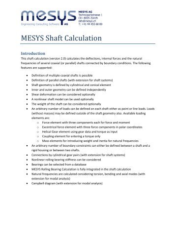MESYS Shaft Calculation