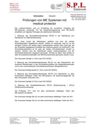 S.P.L. Mess- und Prüftechnik für Medizin und Industrie - SPL Elektronik