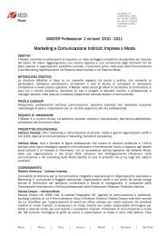 Marketing e Comunicazione Indirizzi: Impresa o Moda