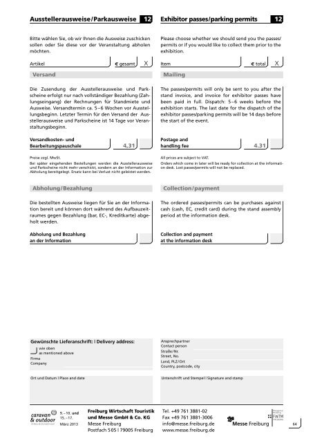 Download Aussteller-Serviceheft - Messe Freiburg