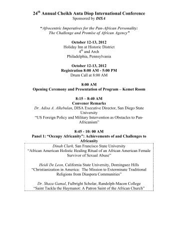 24th Annual Cheikh Anta Diop International Conference - Diopian ...