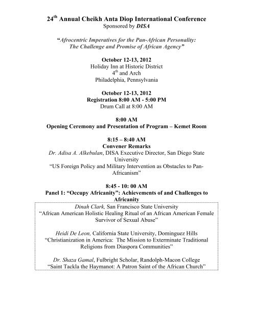 24th Annual Cheikh Anta Diop International Conference - Diopian ...