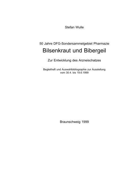 Bilsenkraut Und Bibergeil Technische Universität Braunschweig - 