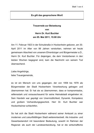 zum Text der Trauerrede - Hockenheim