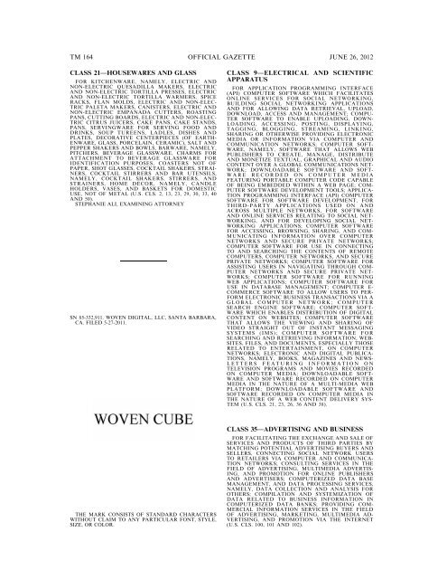 MARKS PUBLISHED FOR OPPOSITION - U.S. Patent and ...