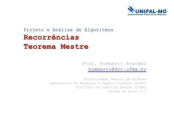 Recorrências Teorema Mestre - BCC Unifal-MG - Universidade ...