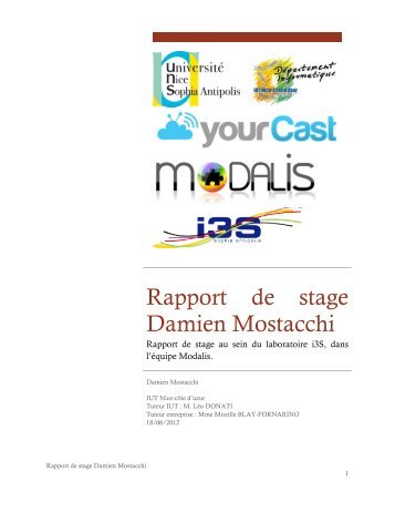 Rapport de stage Damien Mostacchi - Université Nice Sophia Antipolis