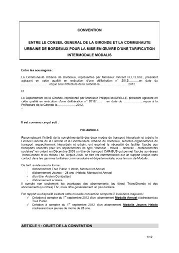 Réseau Tbc - Titres Modalis car-bus Convention - Décision ... - Cub