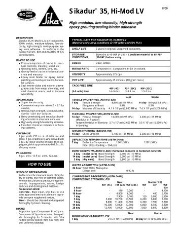 Sikadur® 35, Hi-Mod LV - AR Chambers Supply
