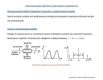 OTRZYMYWANIE KRÃ“TKICH IMPULSÃ“W LASEROWYCH ...