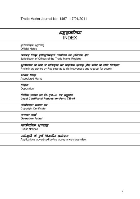 Trade Marks Journal No - Controller General of Patents, Designs ...