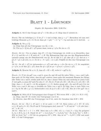 Blatt 1 - Lösungen