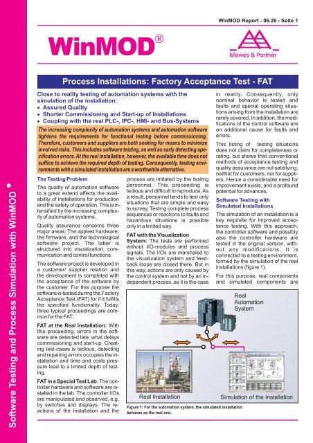 Report Factory Acceptance Test WinMOD Report Factory Acceptance Test WinMOD