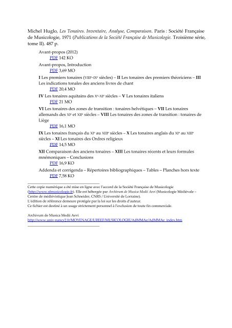 Michel Huglo, Les Tonaires. Inventaire, Analyse, Comparaison. Paris