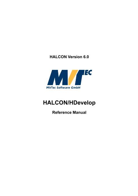 Reference Manual HALCON/HDevelop