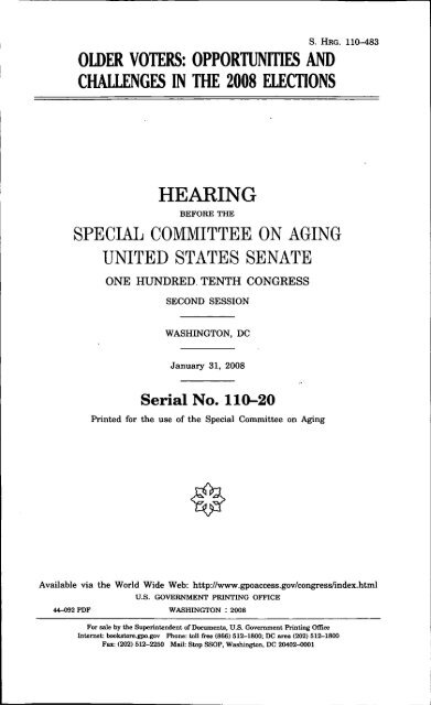 opportunities and challenges in - U.S. Senate Special Committee on ...