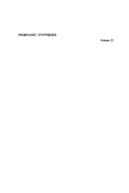 Inorganic Syntheses Volume 23