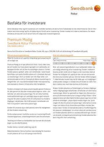 Basfakta för investerare Premium Modig - Swedbank Robur