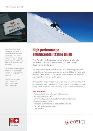 High performance antimicrobial textile finish - HeiQ Materials