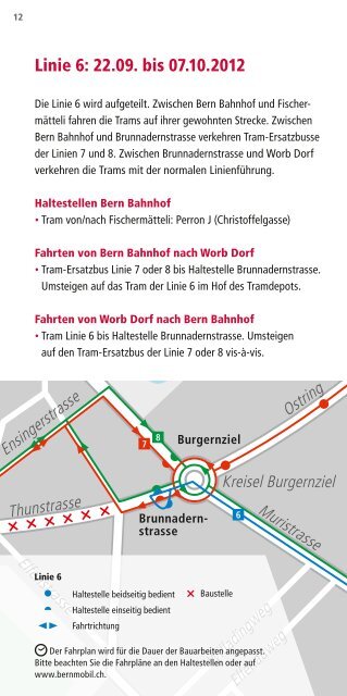 Broschüre Gleissanierung Casinoplatz/Thunstrasse, 22.9. - Bernmobil