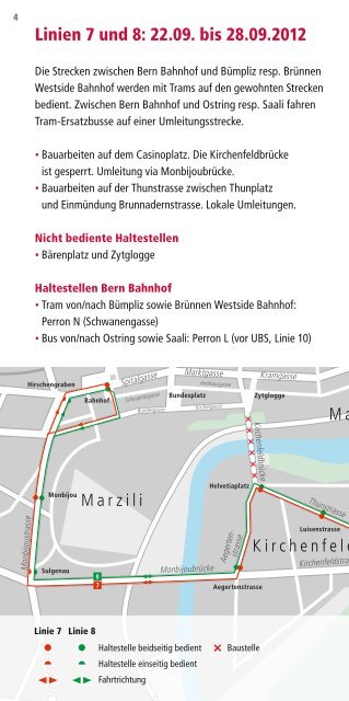 Broschüre Gleissanierung Casinoplatz/Thunstrasse, 22.9. - Bernmobil