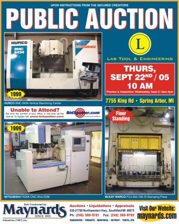 Lab Tool Auction Brochure - Maynards Industries