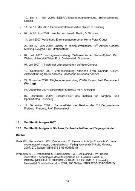 Jahresbericht 2007 - Institut für Bergbau und Spezialtiefbau - TU ...
