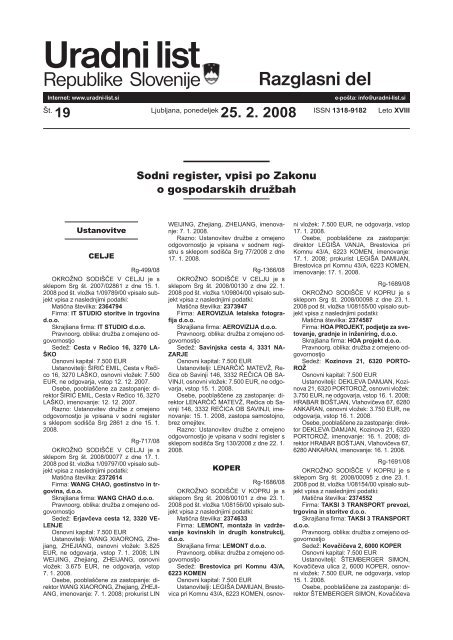 Uradni list RS - 19/2008, Razglasni del