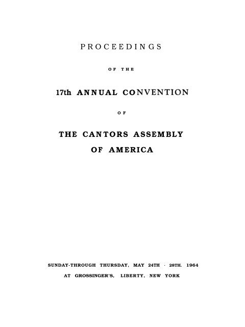 1964 Proceedings - Cantors Assembly