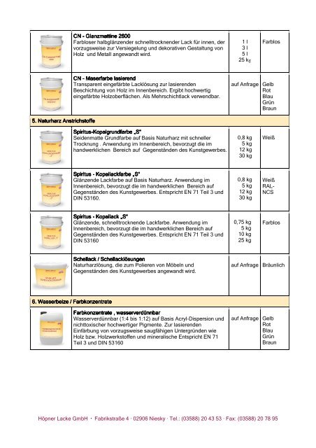 Das komplette Sortiment zum download - Höpner Lacke GmbH