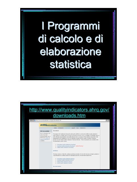 I Programmi di calcolo e di elaborazione statistica - Age.Na.S.