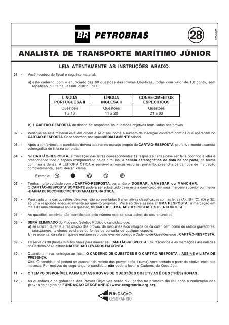 ANALISTA DE TRANSPORTE MARÍTIMO JÚNIOR - Fundação ...