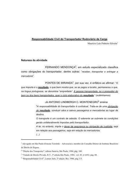 Responsabilidade Civil do Transportador Rodoviário de Carga - IBDS