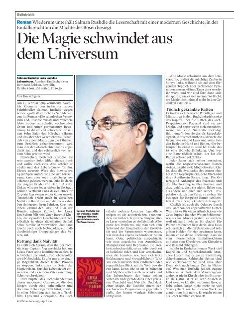 Salman Rushdie Luka und das Lebensfeuer - Neue Zürcher Zeitung