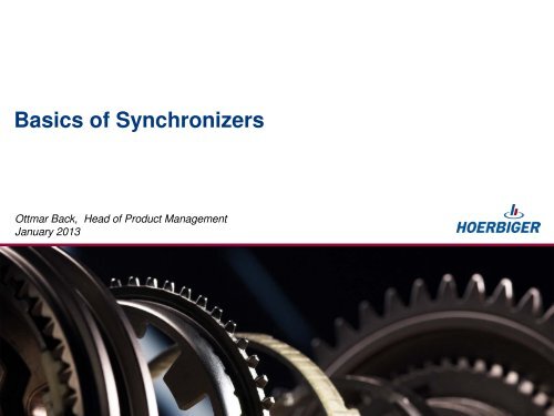 2013_ Basics of Synchronizers - Hoerbiger