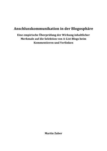 Anschlusskommunikation in der Blogosphäre - Tackelberz