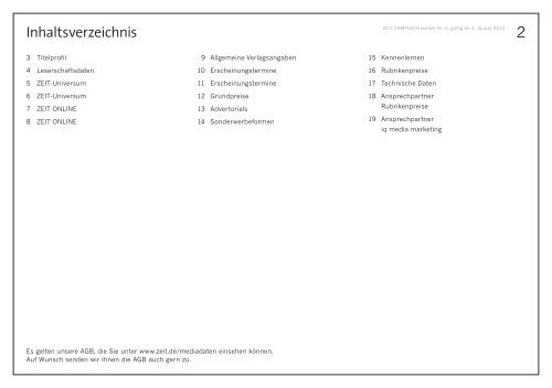 ZEIT MAGAZIN Preisliste 2012 - Die Zeit