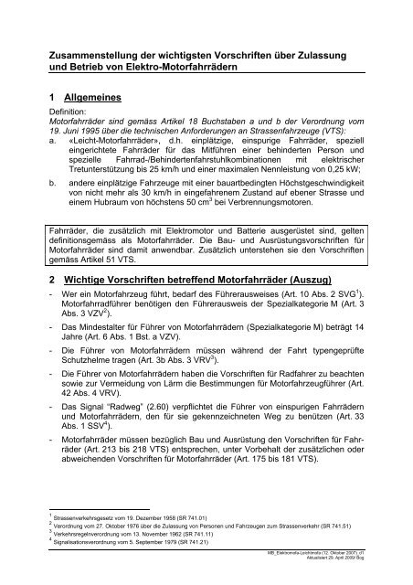 Zusammenstellung der wichtigsten Vorschriften über ... - brego